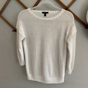 J Crew Open Knit White Beach Sweater